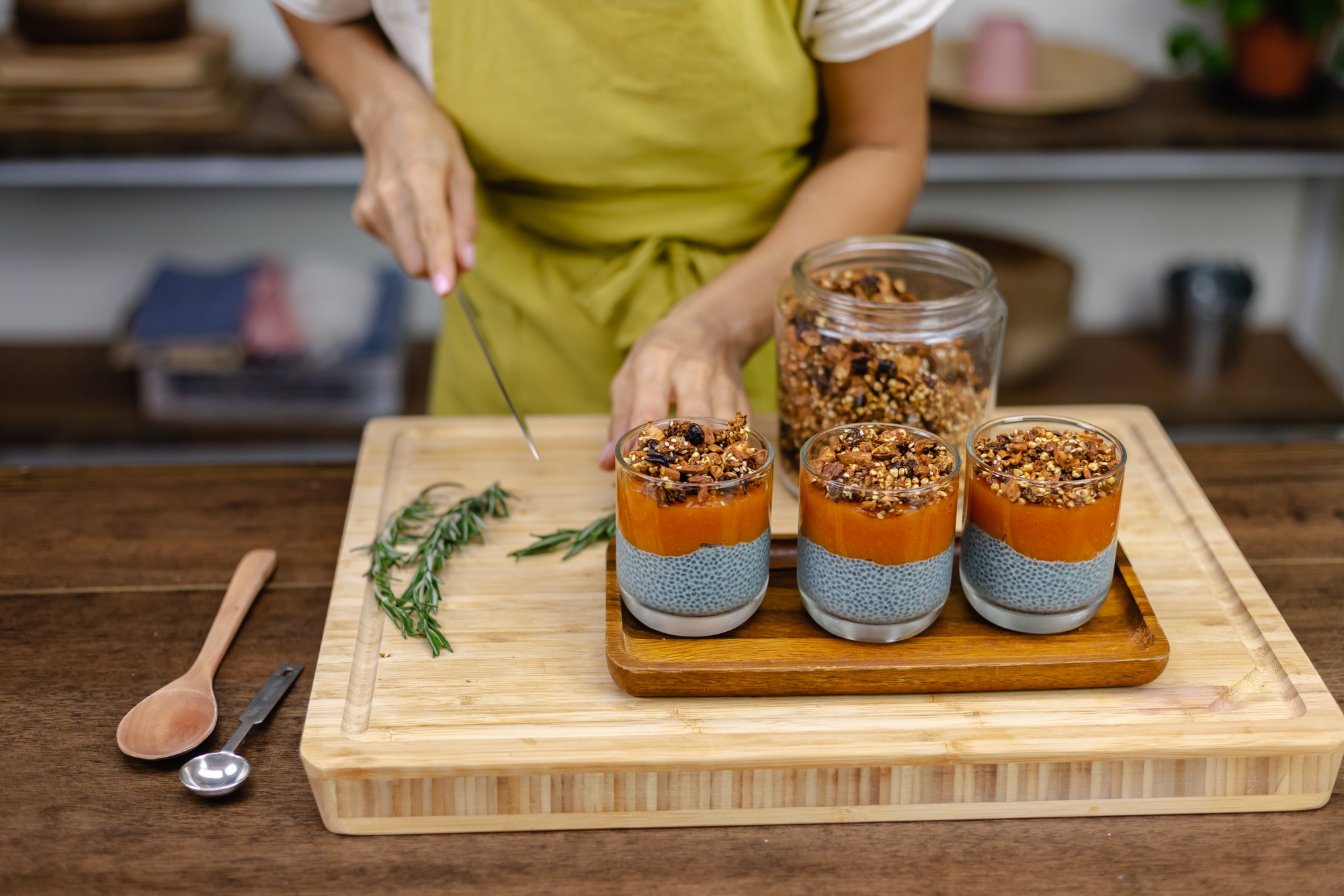 Workspace: mise en place with labeled jars